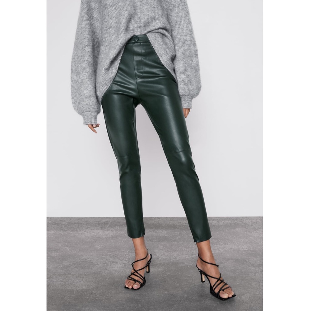 Zara Faux Green Leather Legging